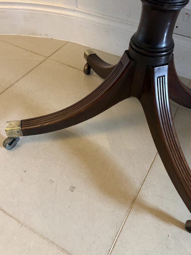 Antique Georgian Mahogany Triple Pillar Dining Table 12–14 Seater Extending with Two Leaves - Image 21